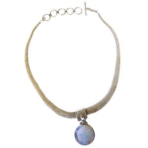 Sajen Sterling Silver Mesh Moon Face Necklace